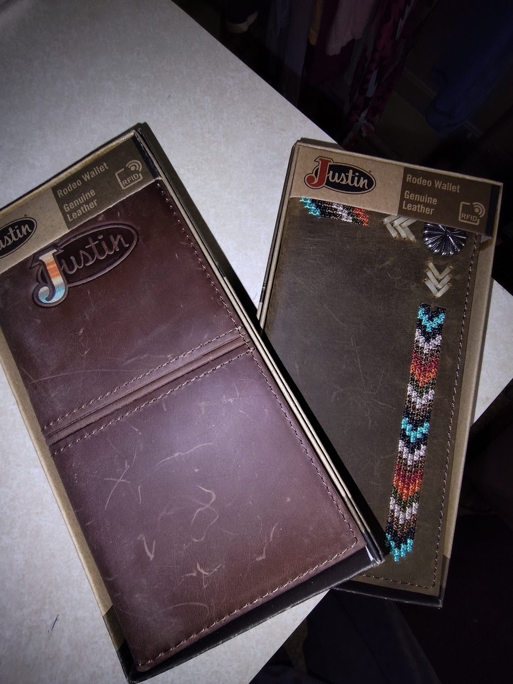 Justin Boots Men’s Rodeo Genuine Leather Wallets - Brown Set Of 2